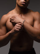 silver chain bracelet on male model